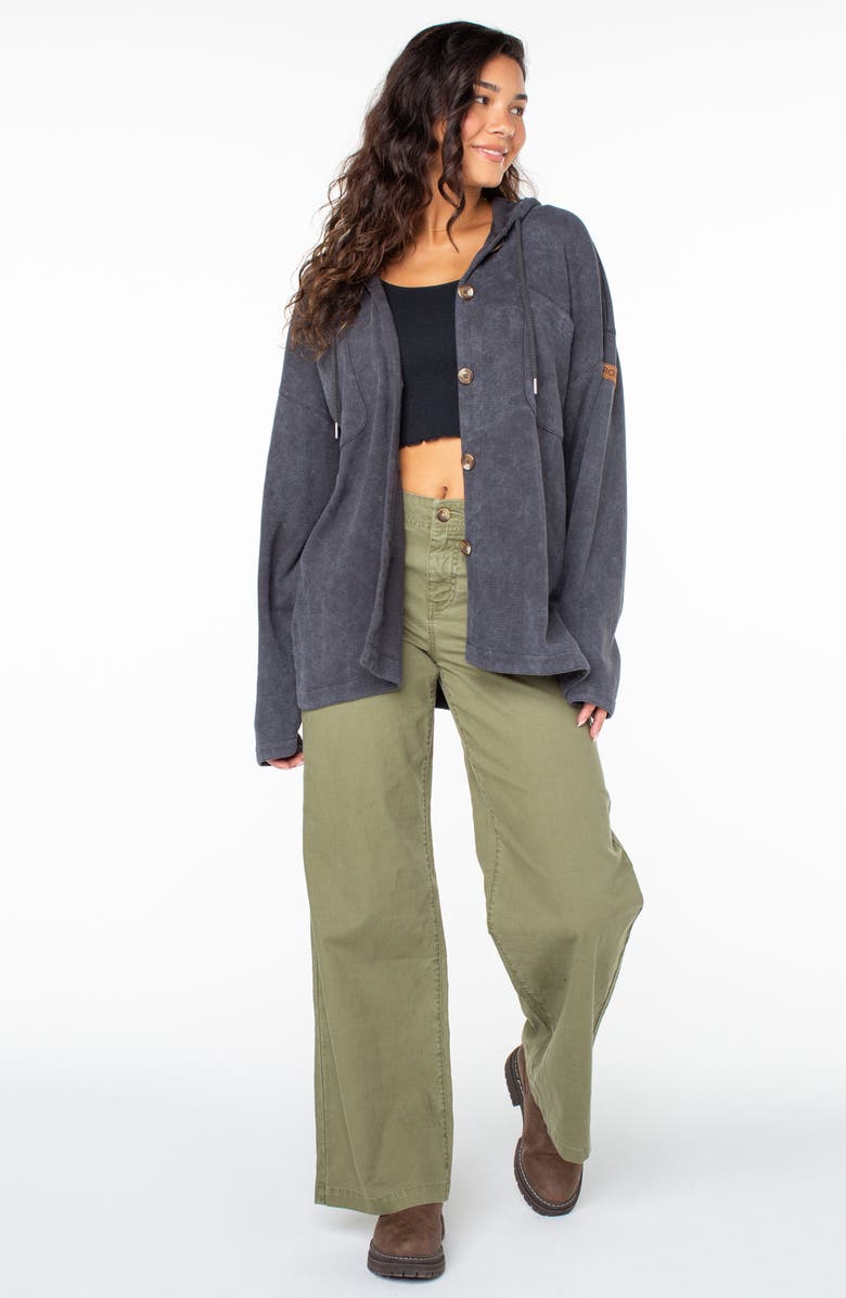 Roxy Clear Water Waffle Knit Button Front Hoodie, Alternate, color, Phantom