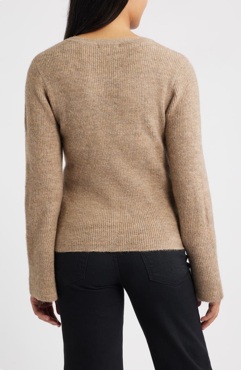 Wit & Wisdom Bell Sleeve Henley Sweater, Alternate, color, Heather Brown
