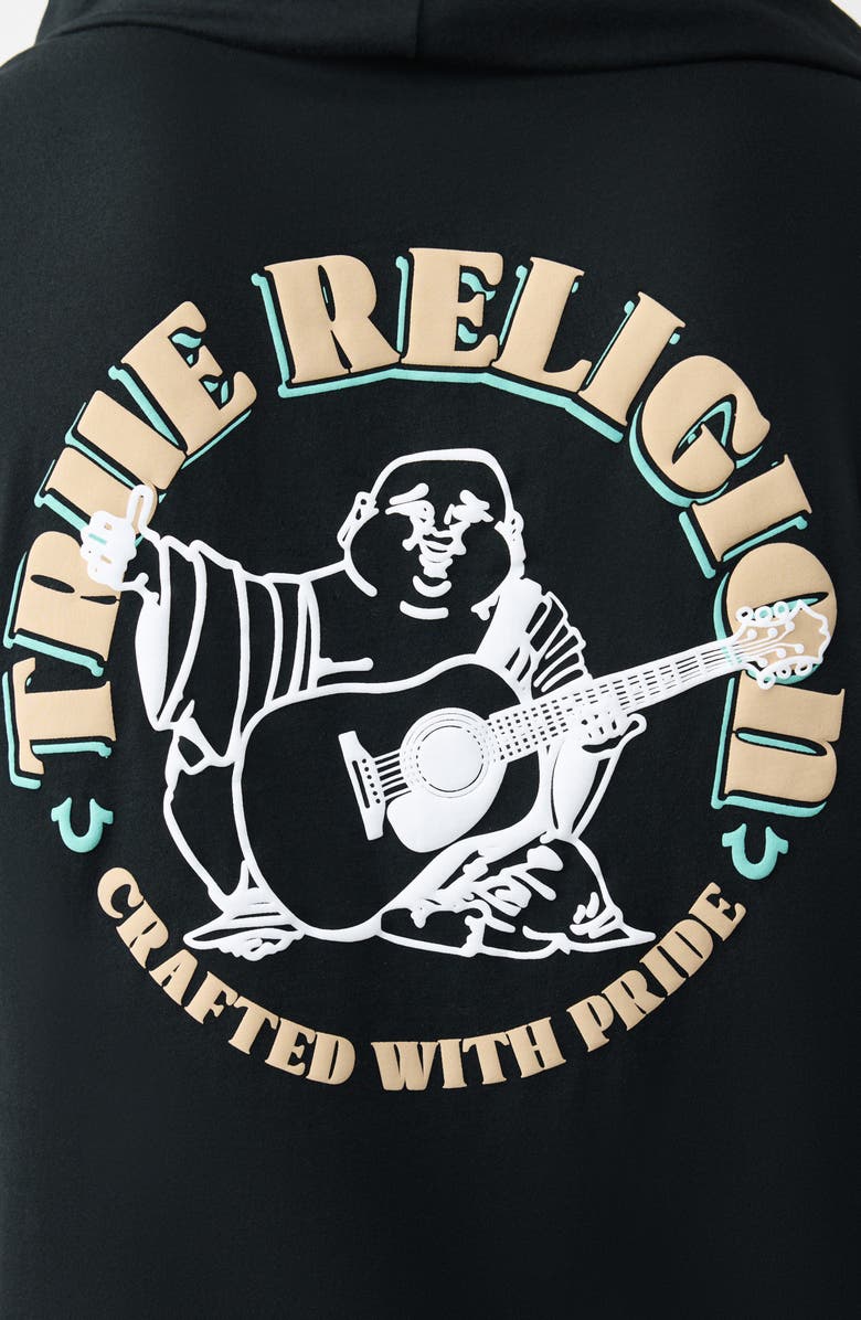 True Religion Buddha Circcular Hooded Tank, Alternate, color, Jet Black