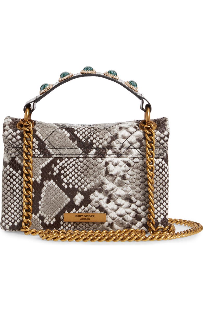 Kurt Geiger London Kensington X Snake Embossed Leather Shoulder Bag, Alternate, color,
