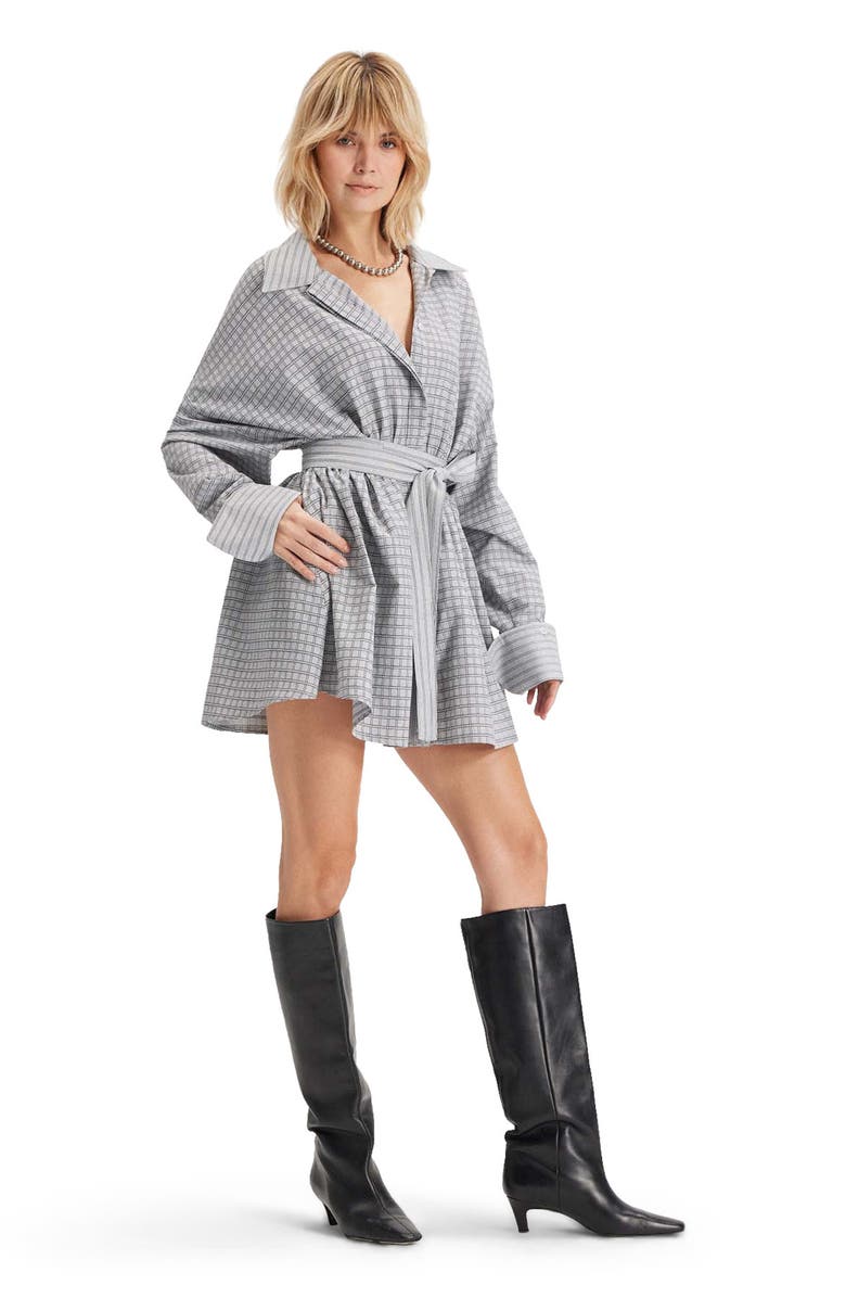 THEO The Label Echo Plaid Fit-and-Flare Mini Dress, Alternate, color, Black