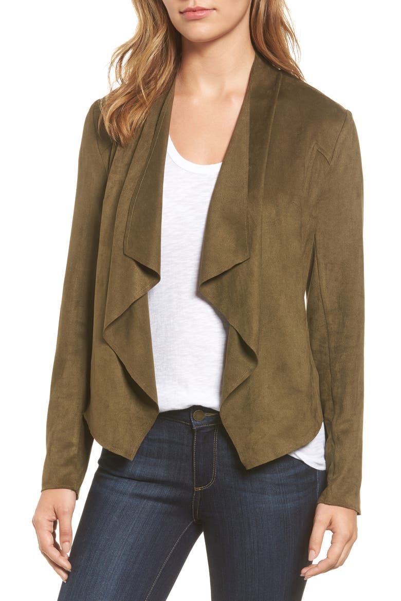 Tayanita Faux Suede Jacket, Main, color, OLIVE