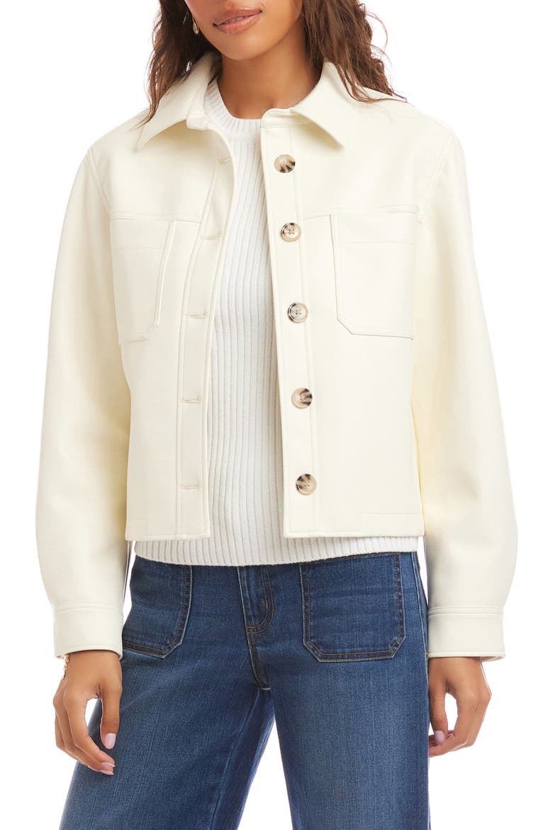 Faux Leather Crop Jacket, Main, color, OFF WHITE