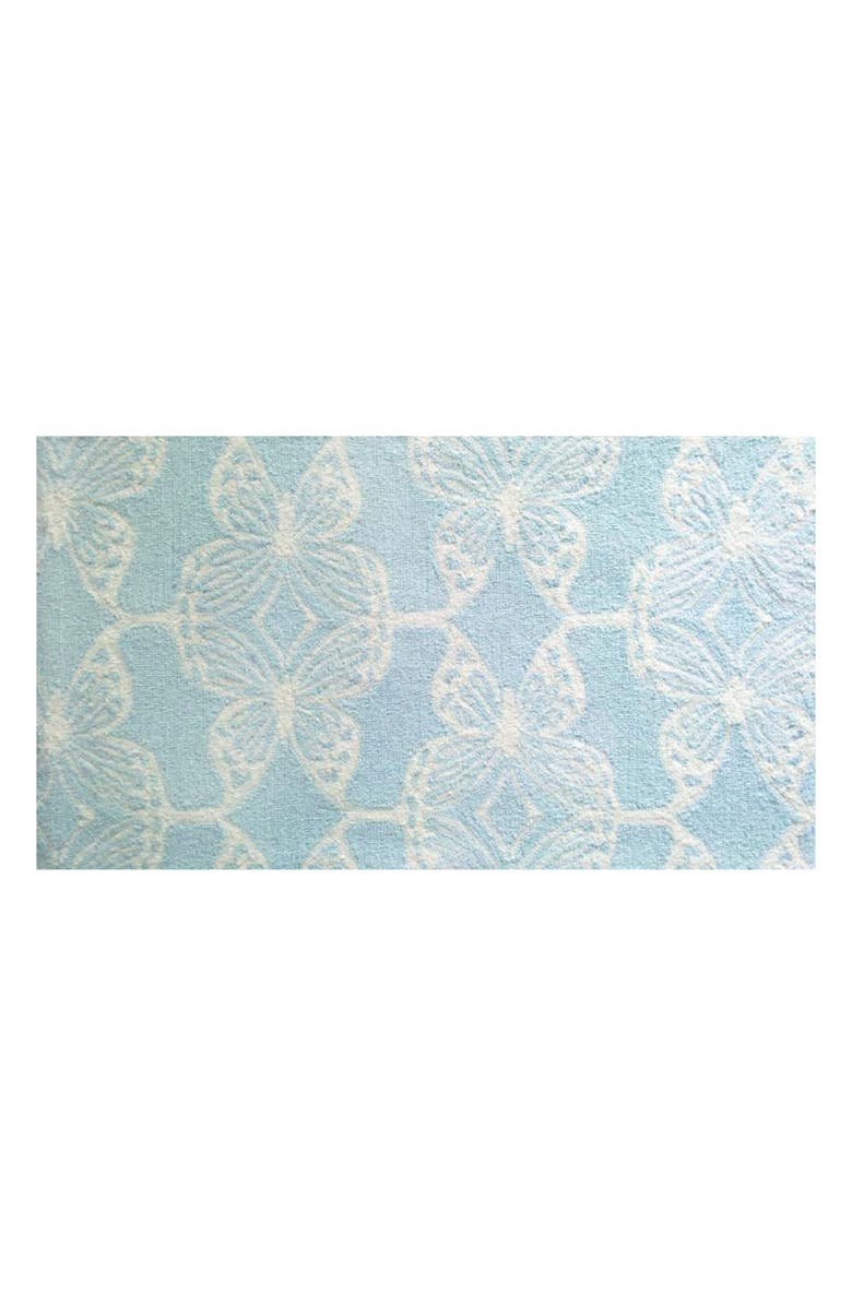 R16 HOME Butterfly Lattice Indoor/Outdoor Doormat, Main, color, Aqua/ White