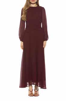 Alexia Admor Sorrel Long Sleeve Chiffon Maxi Dress