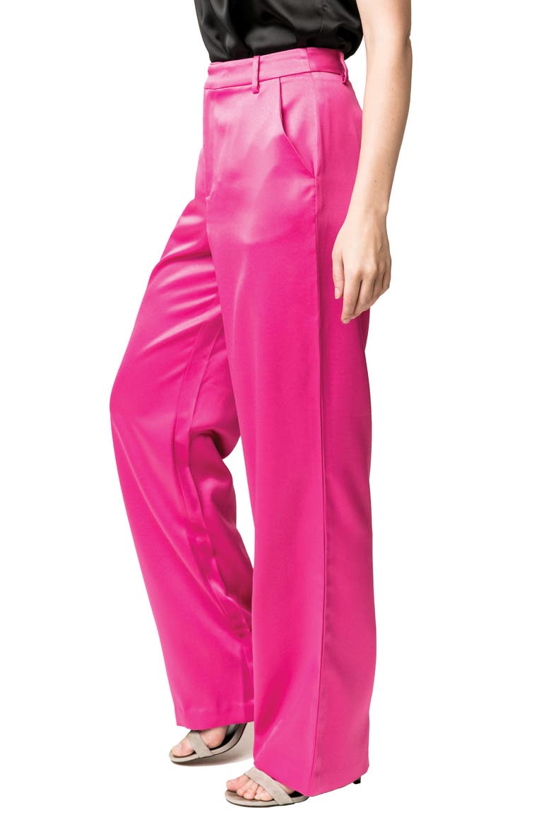 Lindsey Wide Leg Satin Pants, Alternate, color, FUCHSIA