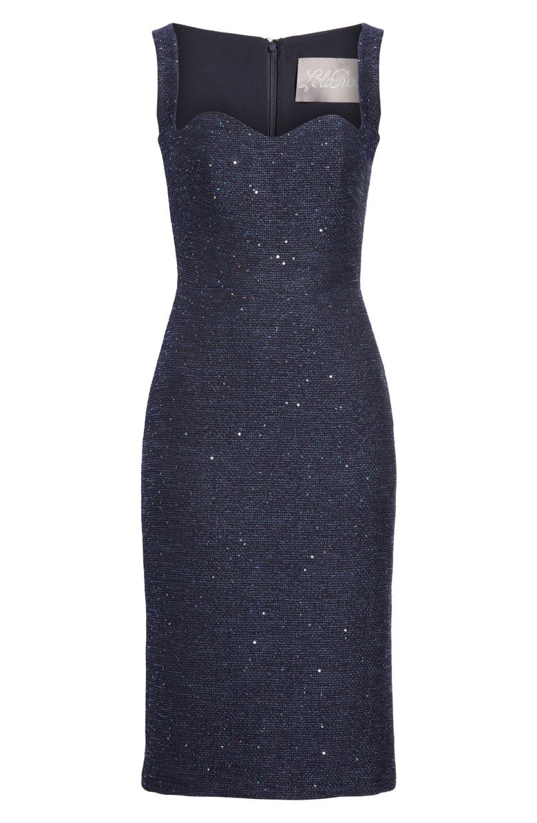 Lela Rose Sequin Tweed Sheath Dress, Alternate, color, 