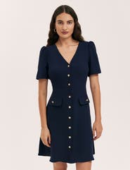 Finery London Lucille Crepe Button Front Mini Dress