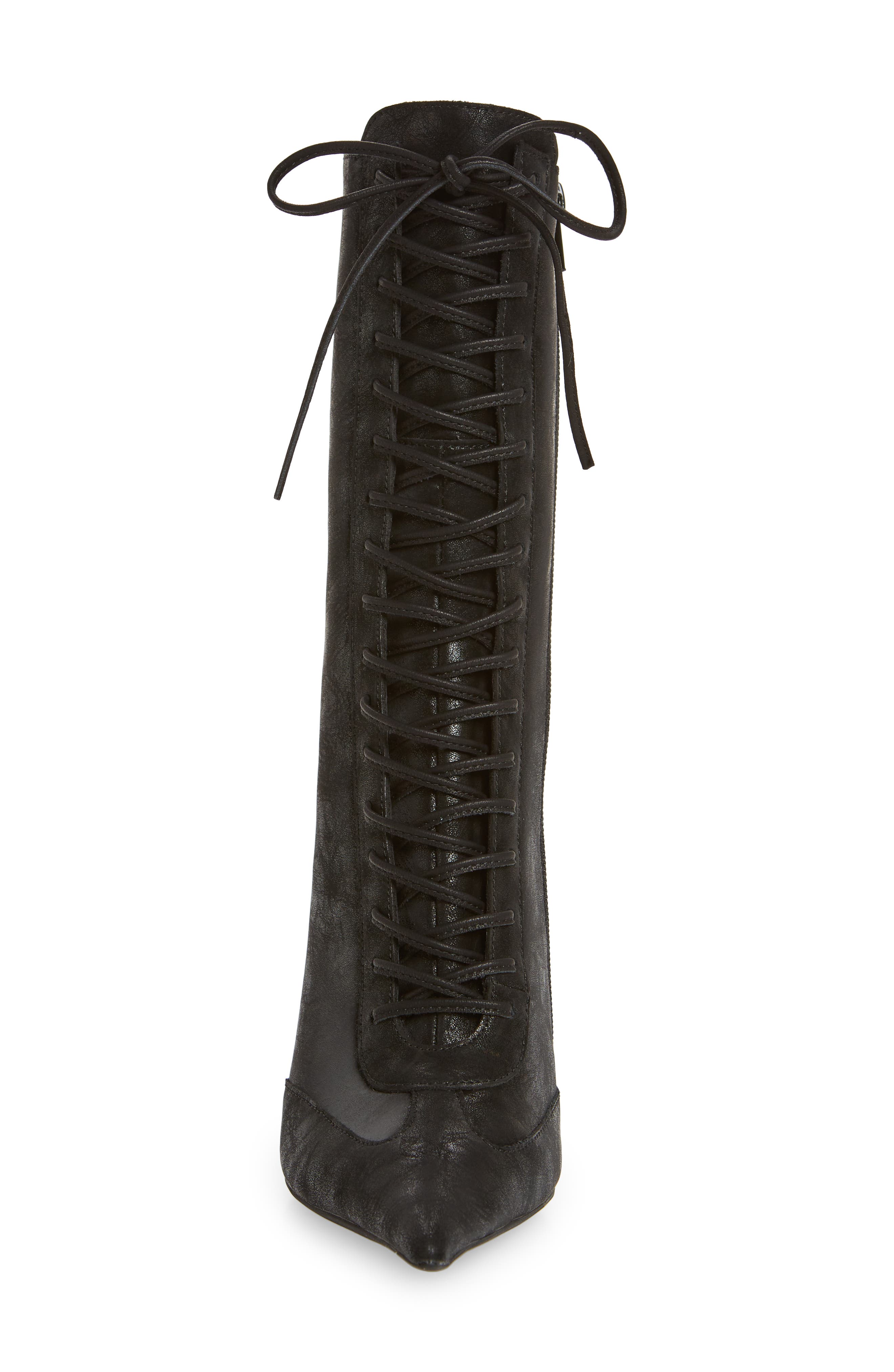 Bringiton Lace-Up Stiletto Bootie, Alternate, color, BLACK