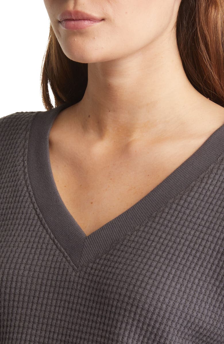 Madewell V-Neck Waffle Knit Top, Alternate, color,