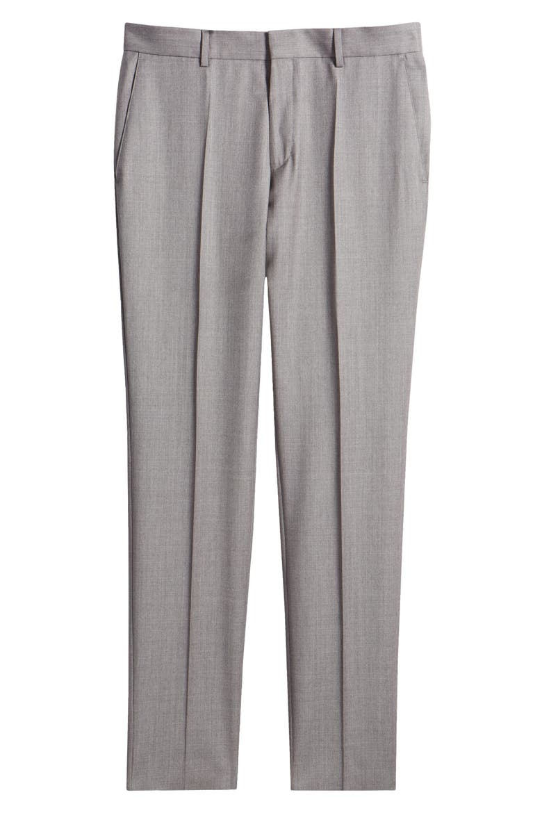 Genius Slim Fit Flat Front Wool Dress Pants, Alternate, color, CHARCOAL GREY