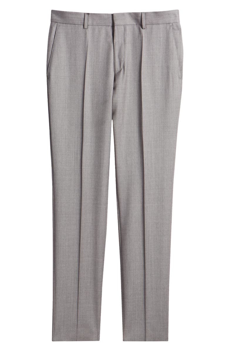 BOSS Genius Slim Fit Flat Front Wool Dress Pants, Alternate, color, Charcoal Grey