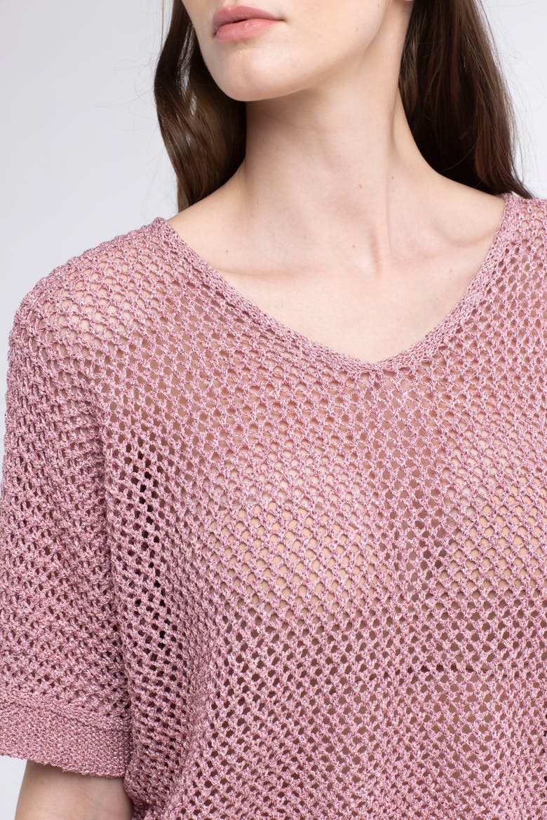Leo Crochet Cover-Up Loose Top, Alternate, color, Pink