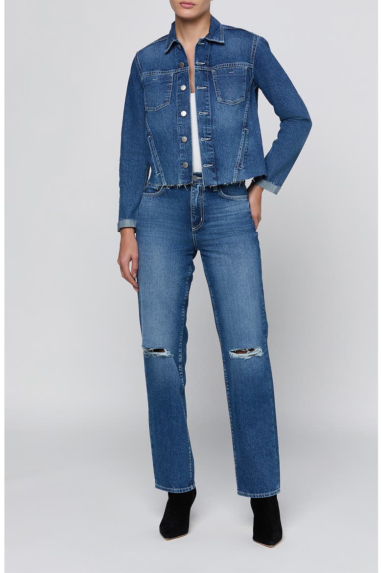 Janelle Slim Fit Raw Jacket, Alternate, color, ATLANTIS