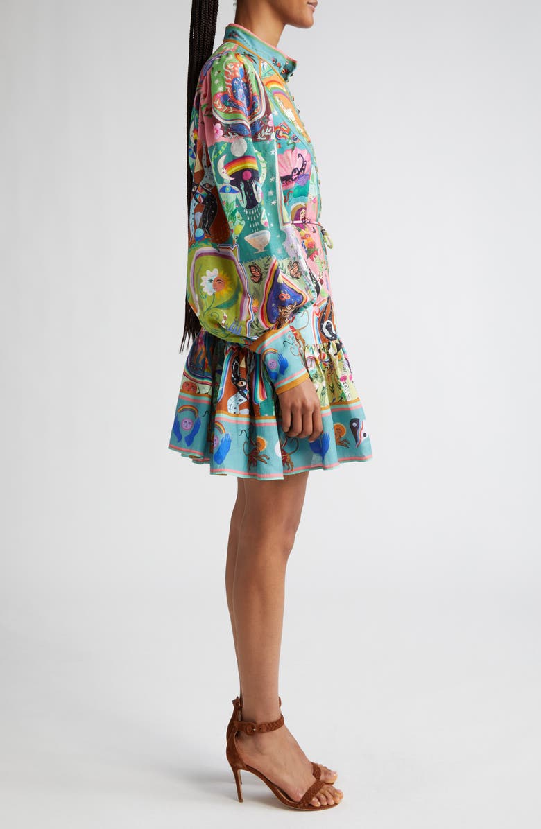 ALEMAIS Evergreen Belted Long Sleeve Button Front Fit & Flare Dress, Alternate, color,