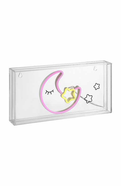 Moon Contemporary Glam Acrylic Box USB Operated LED Neon Light