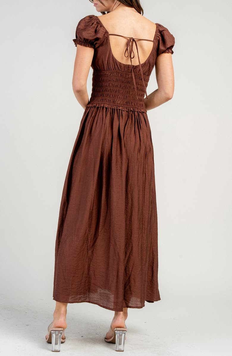 Beivy Smocked Drop Waist Maxi Dress, Alternate, color, Chocolate