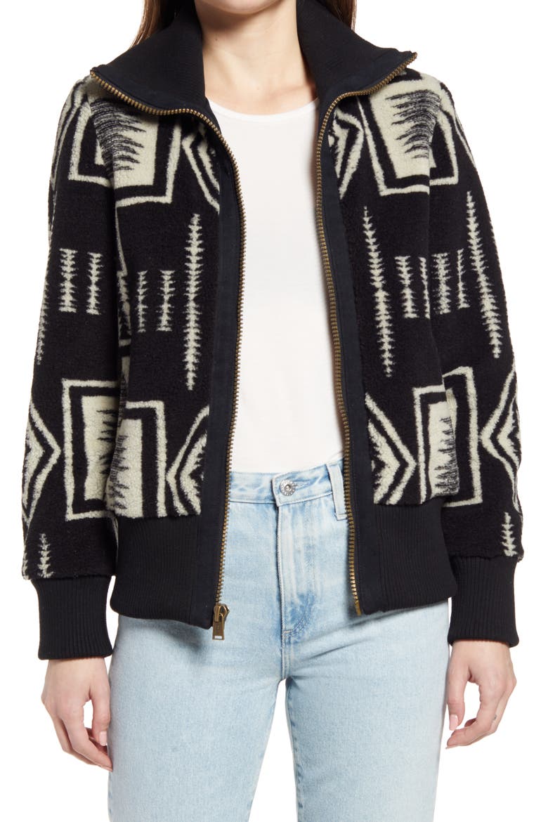 Women's Foxglove Print Zip Jacket, Main, color, IVORY HARDING