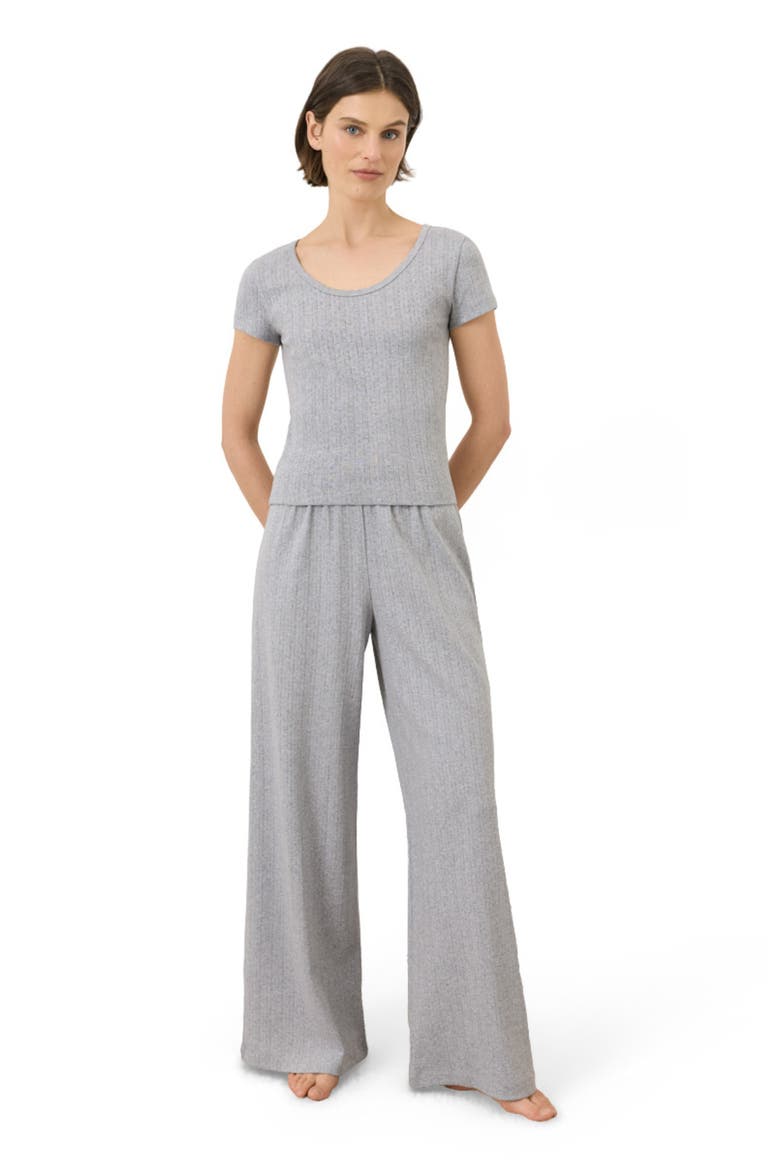 Organic Cotton Pointelle Scoop Neck Tee, Main, color, Heather Grey