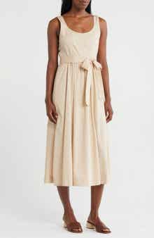 ZOE AND CLAIRE Belted A-Line Midi Dress