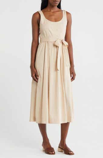 ZOE AND CLAIRE Belted A-Line Midi Dress