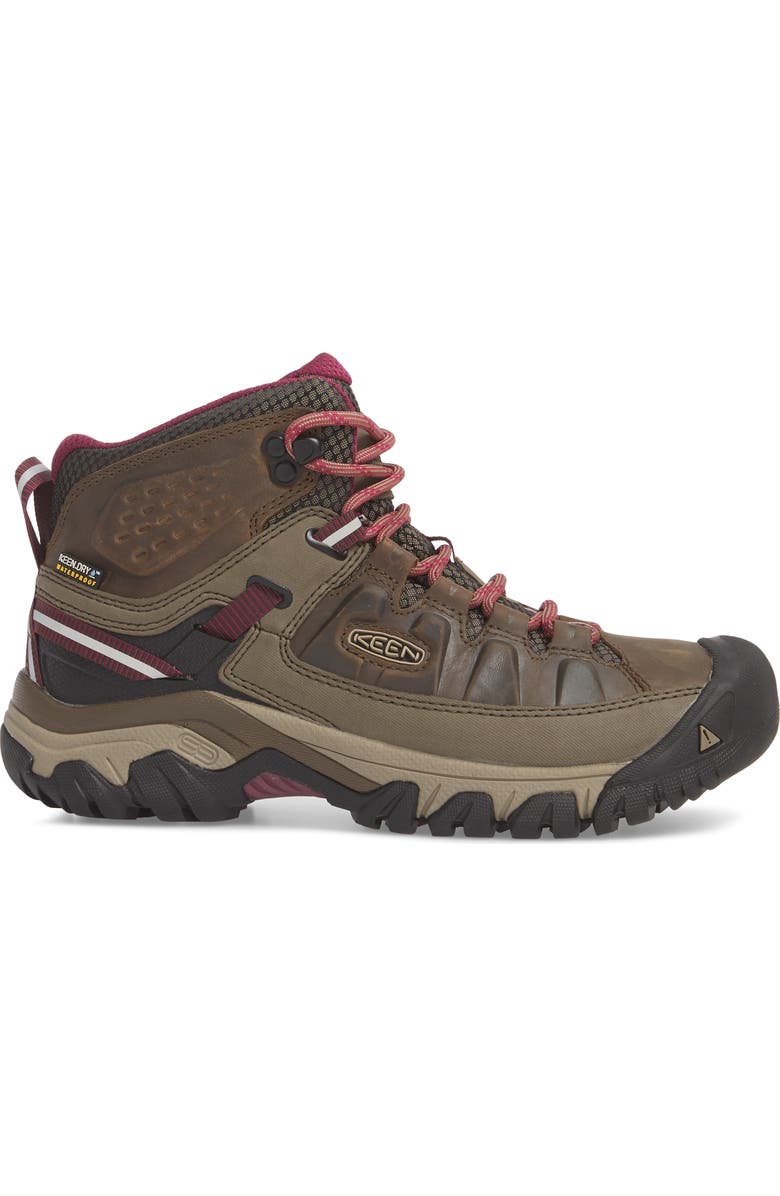 KEEN Targhee III Mid Waterproof Hiking Boot, Alternate, color, Weiss/ Boysenberry Leather