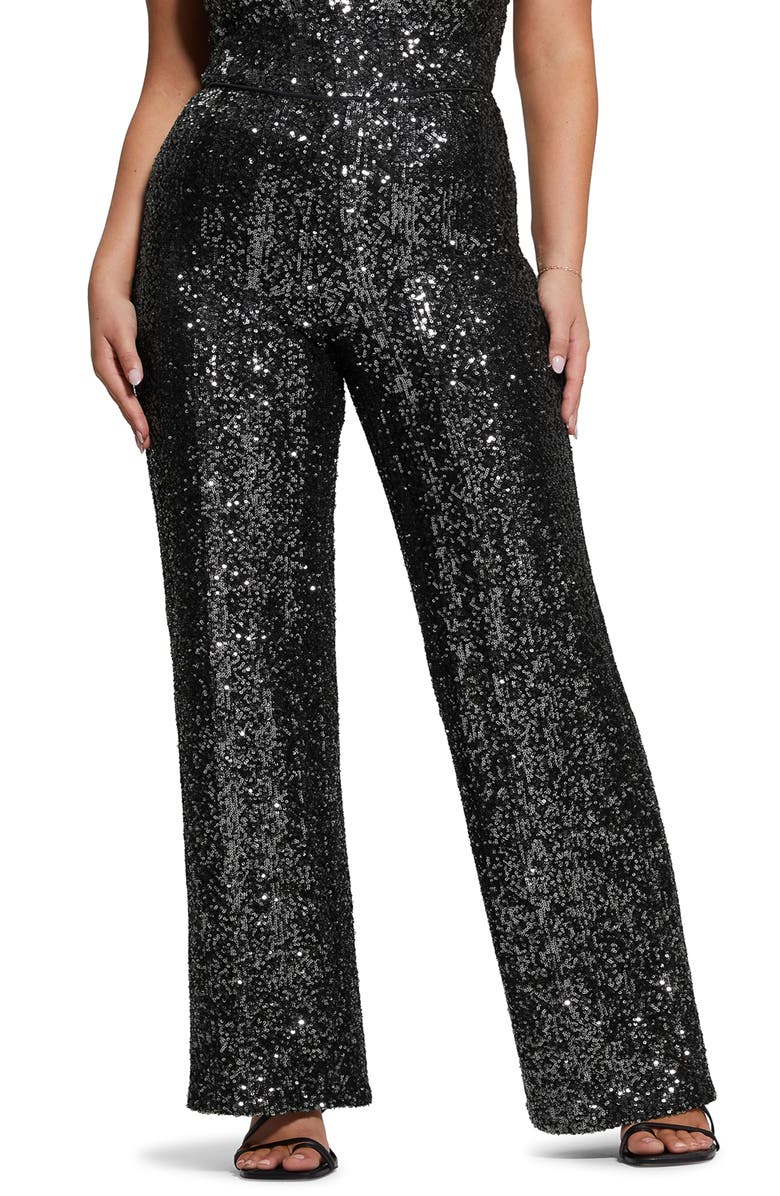 GUESS Sereh Sequin High Waist Pants, Main, color, 