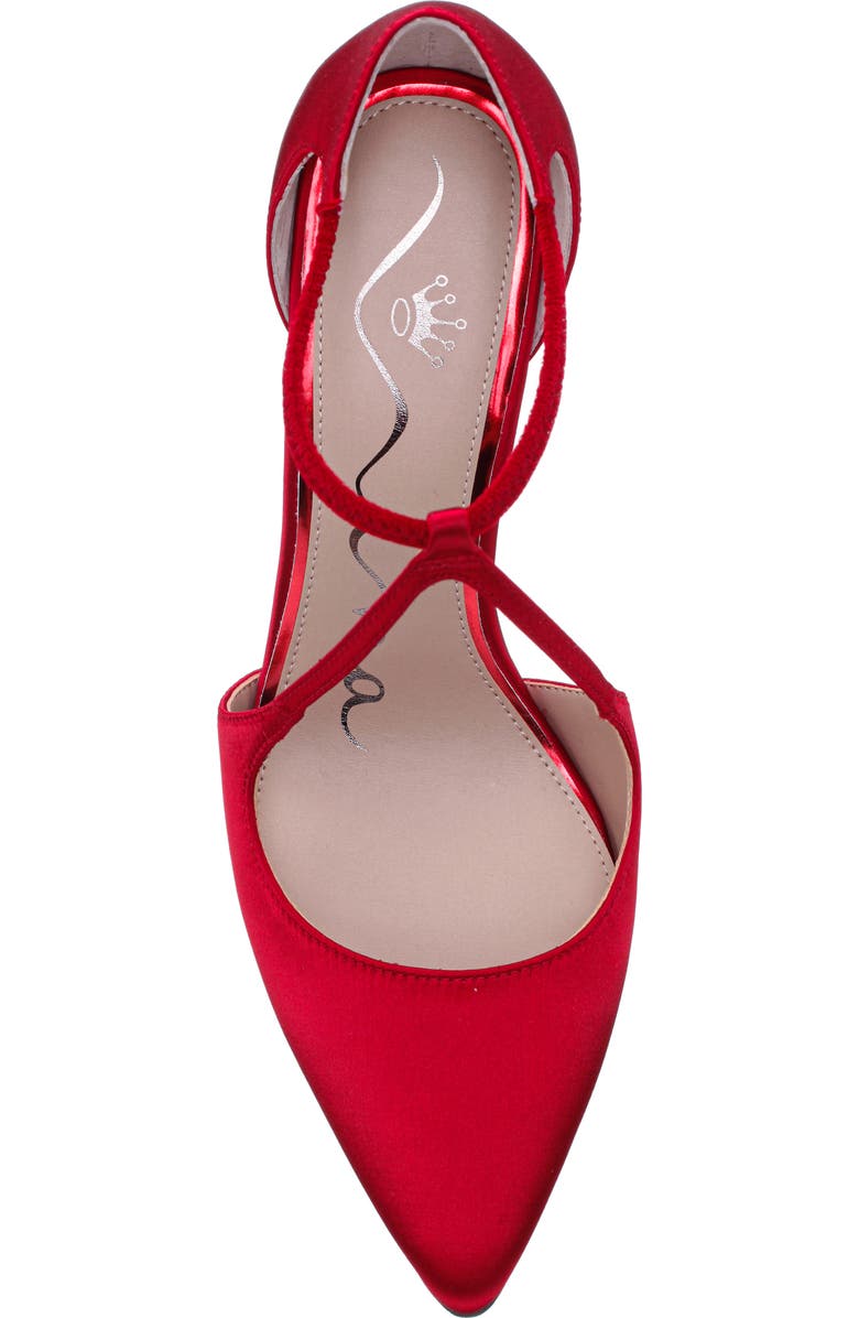 Nina Netta Ankle Strap Pointed Toe Pump, Alternate, color, Red Rouge