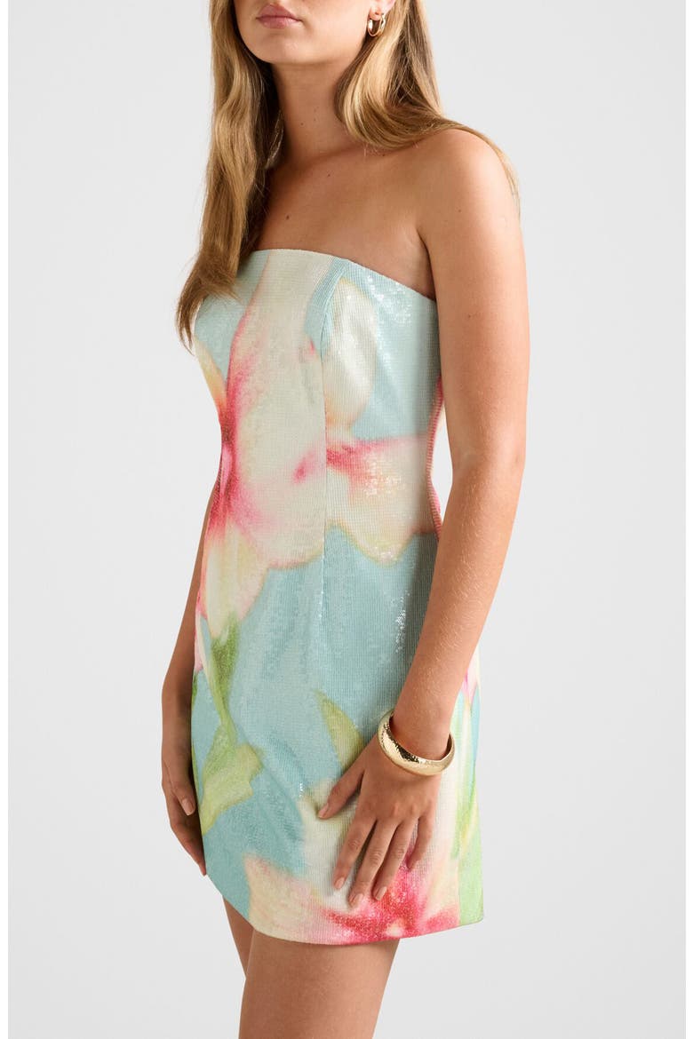 Ria Floral Sequin Strapless Minidress, Alternate, color, CAPELLA FLORAL