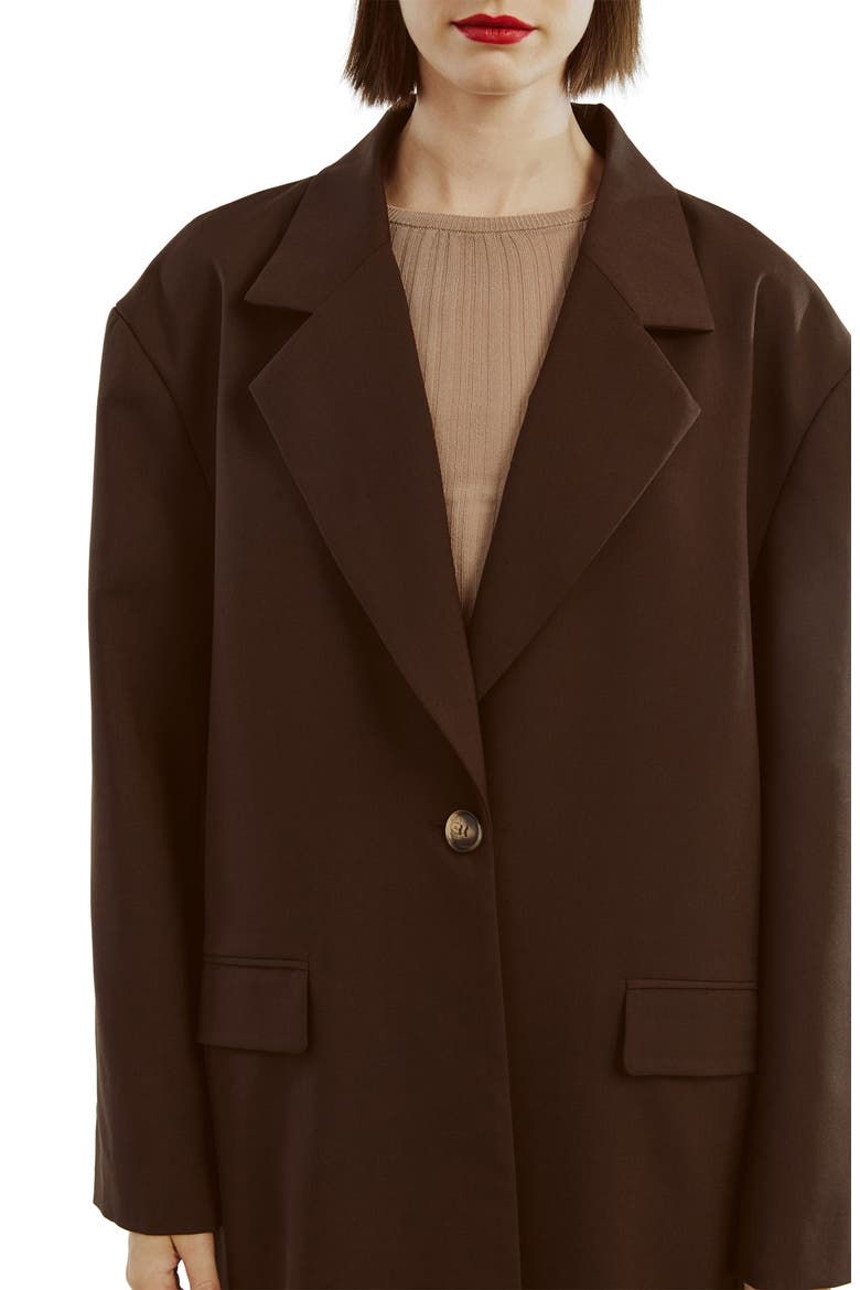 Maika Longline Coat, Alternate, color, DARK CHOCO