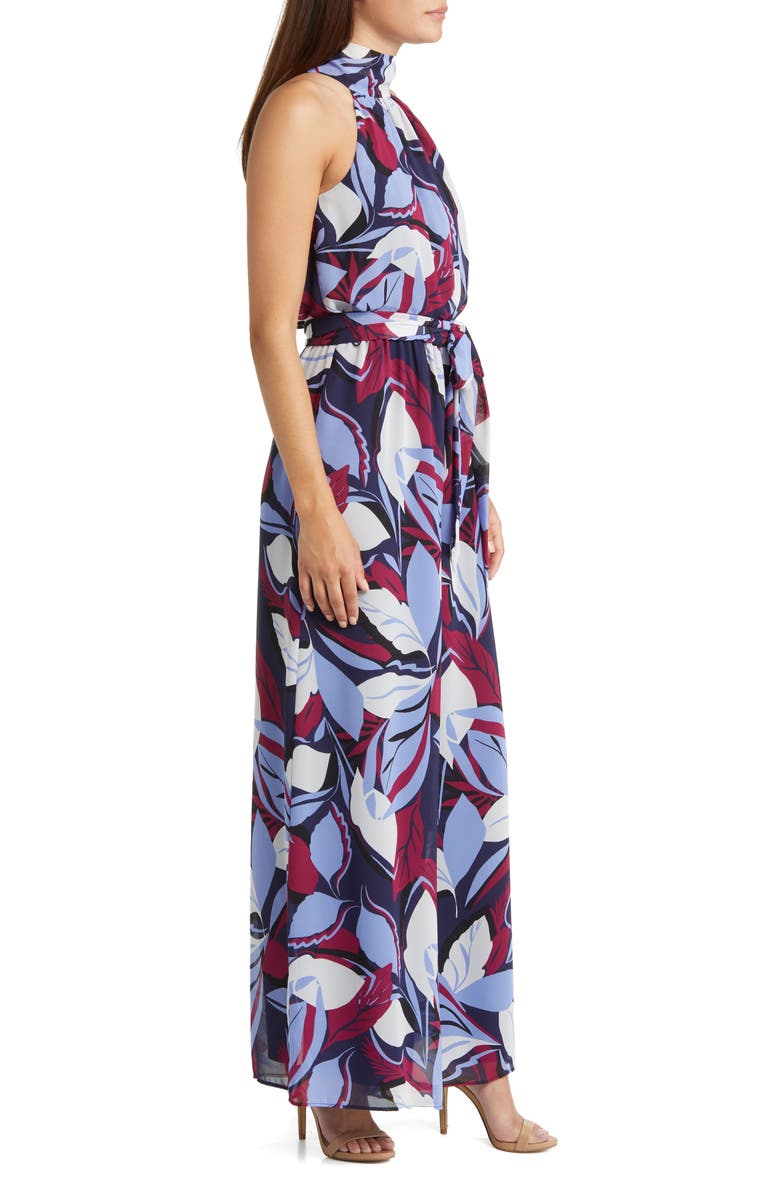 Eliza J Print Tie Waist Wide Leg Jumpsuit, Alternate, color,
