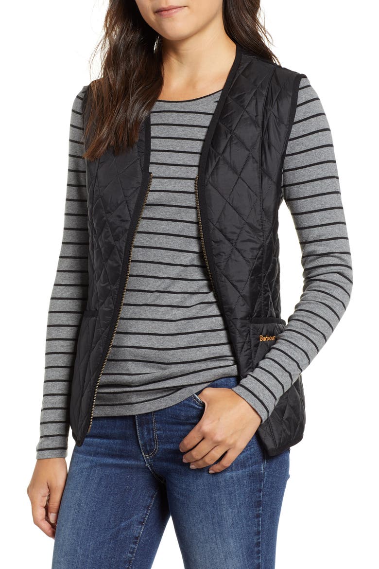 Betty Quilted Vest, Main, color, BLACK