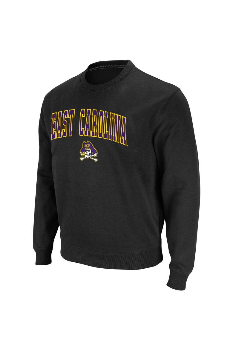 Men's Colosseum Black ECU Pirates Arch & Logo Tackle Twill Pullover Sweatshirt, Alternate, color, Black
