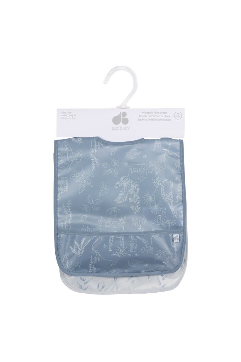 2-Pack Wipeable Bibs, Alternate, color, Blue Leaf