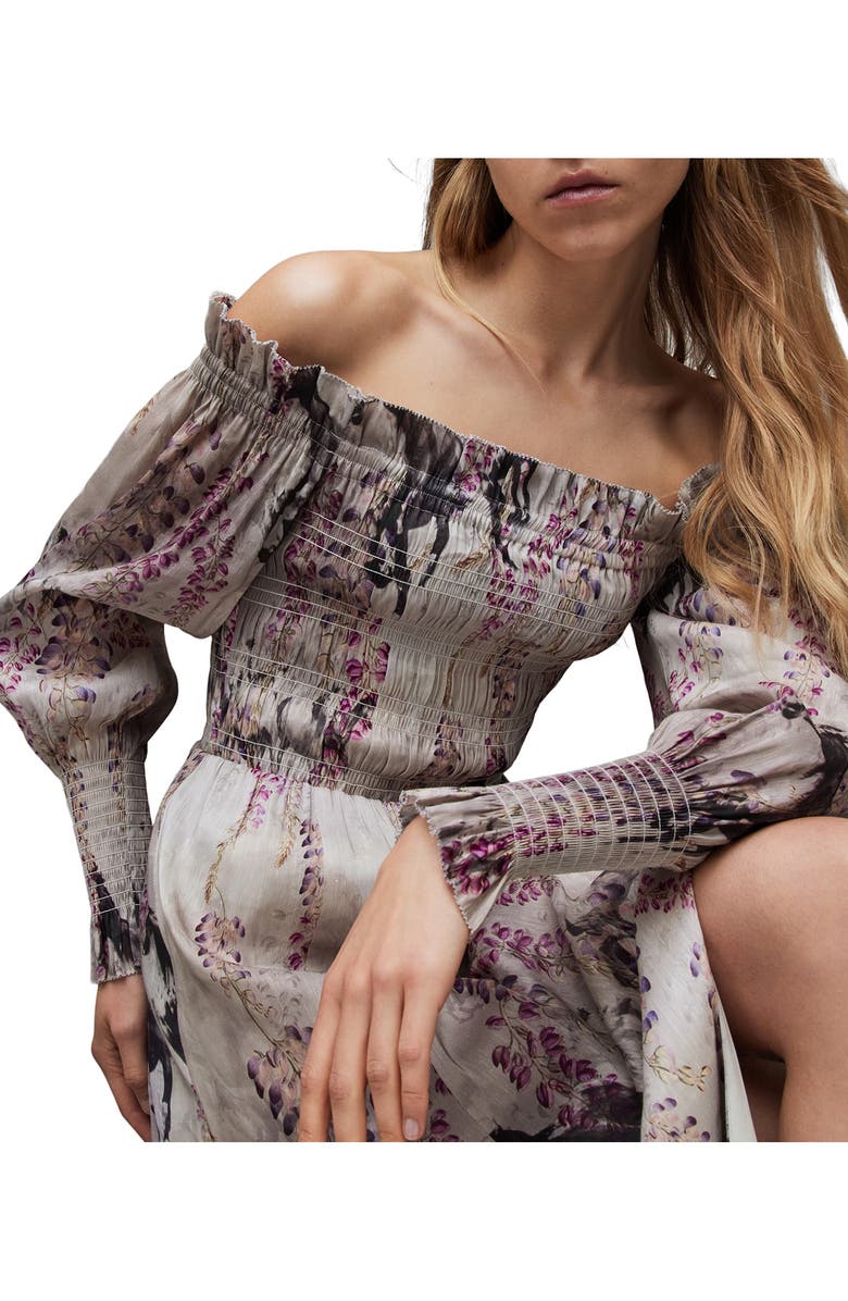 AllSaints Lary Dionne Linen Blend Long Sleeve Dress, Alternate, color,