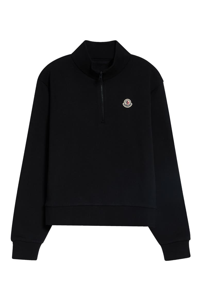 Quarter Zip Cotton Pullover, Main, color, BLACK
