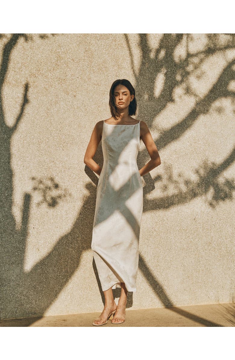 Lost Pattern NYC "Floral Reverie" Boatneck Maxi Dres, Alternate, color, White