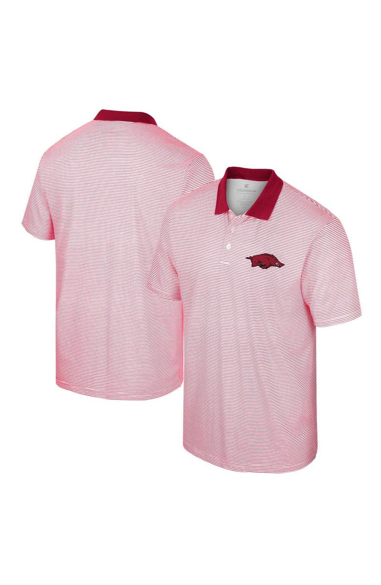 COLOSSEUM Men's Colosseum White/Cardinal Arkansas Razorbacks Print Stripe Polo, Main, color, White
