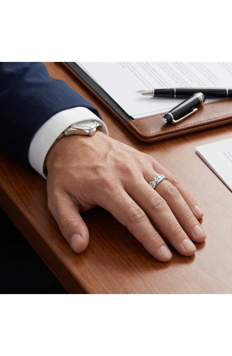 Bliss Diamond 3/4Ct Men's Diamond 5-Stone Wedding Ring Channel Set 10k Gold Lab Grown, Alternate, color, 10K White Gold