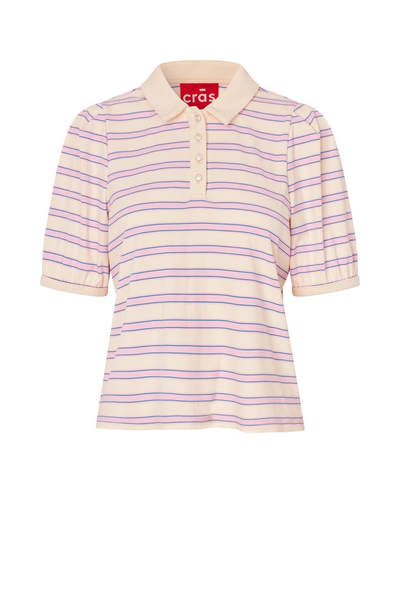 Kleocras Striped Polo Shirt, Alternate, color, Creme Lilac Stripe