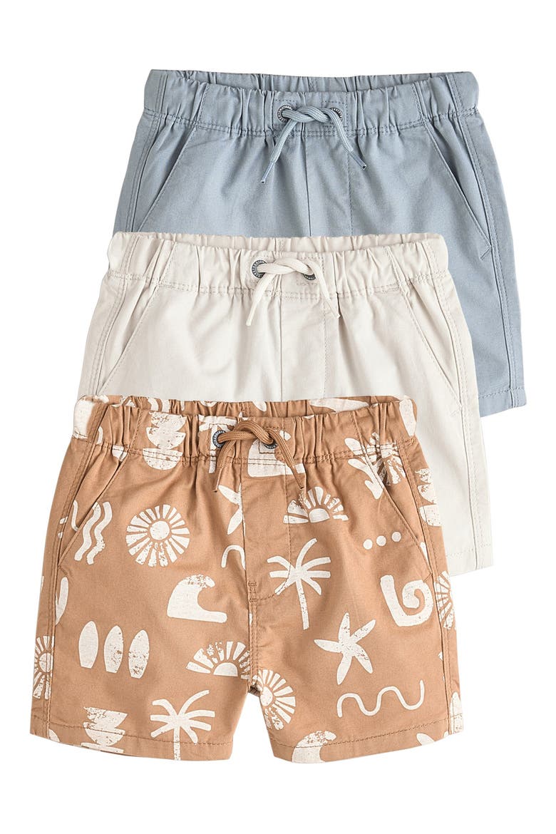 Kids' 3-Pack Assorted Cotton Drawstring Shorts, Main, color, BLUE MULTI
