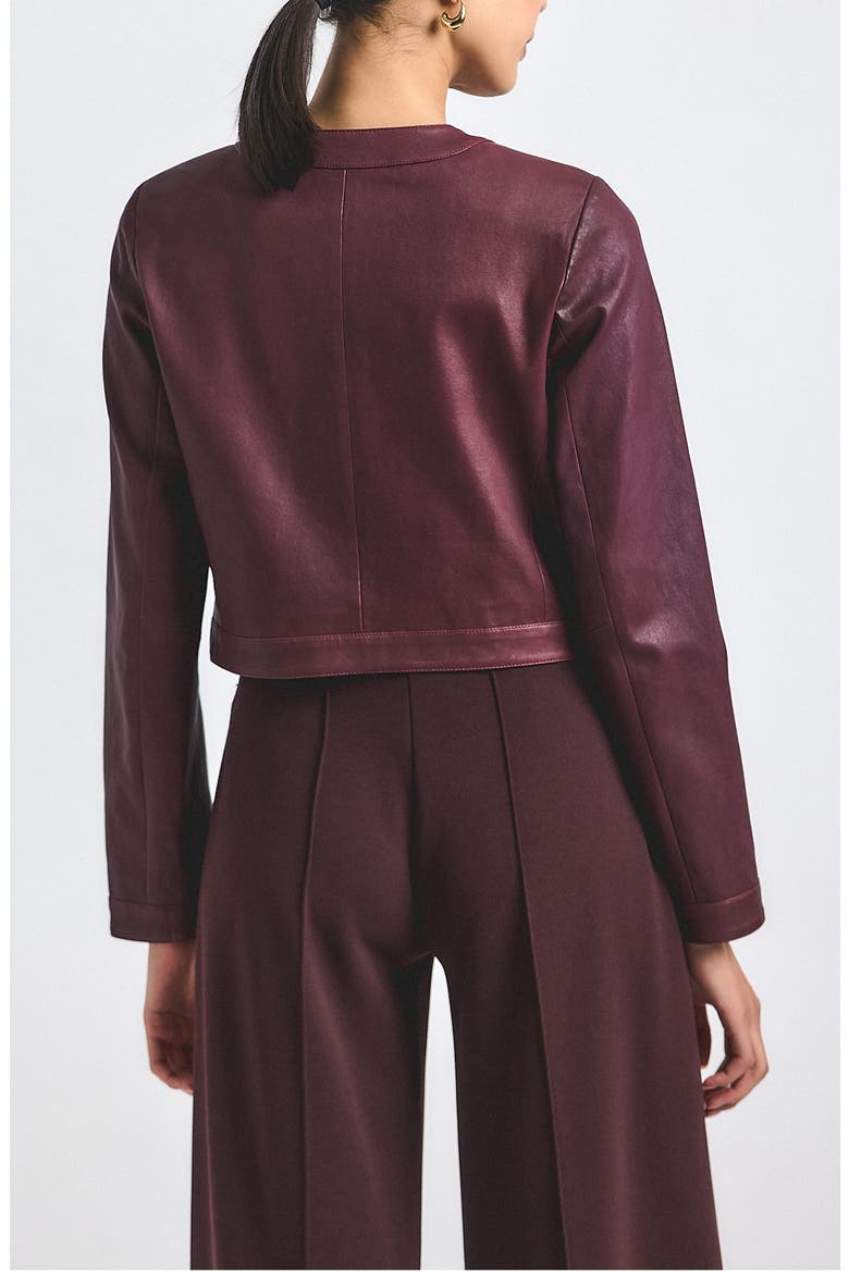 Penny Crop Stretch Leather Jacket, Alternate, color, BLACK CHERRY