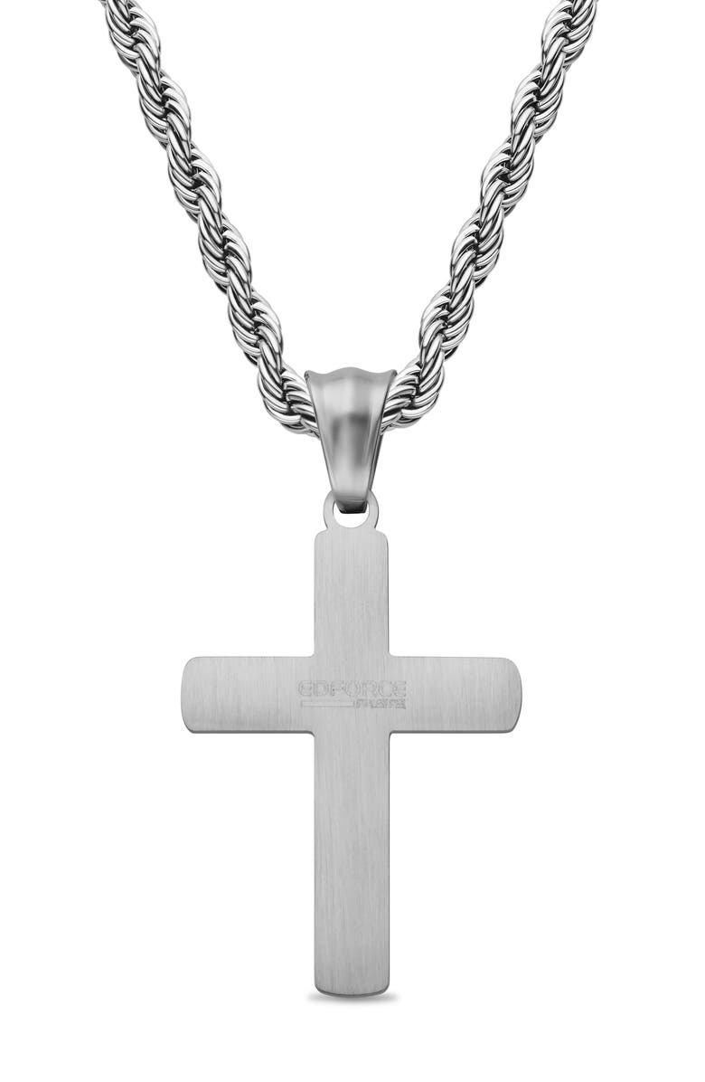 EDFORCE Men's Cross Pendant Necklace, Alternate, color, Silver