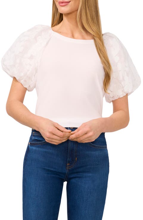 Floral Sleeve Mixed Media Top