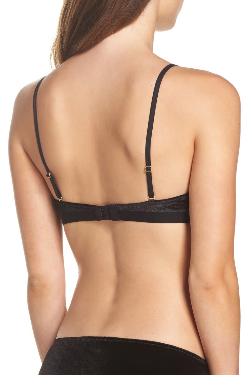 Madewell Velvet Triangle Bralette, Alternate, color, True Black