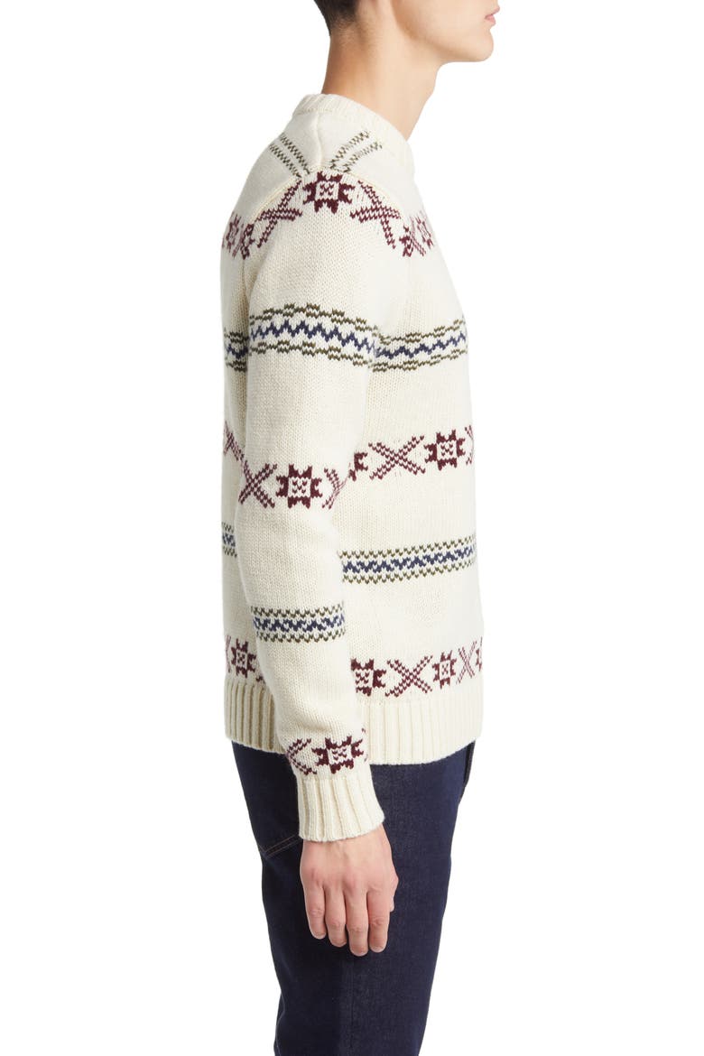 Norwegian Motif Wool Blend Sweater, Alternate, color, OFF WHITE