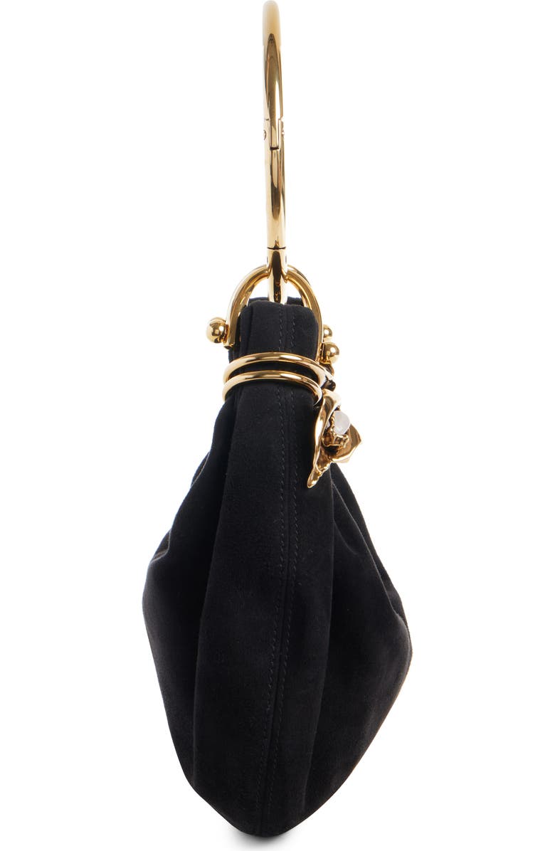 Chloé Bracelet Suede Hobo Bag, Alternate, color, Black