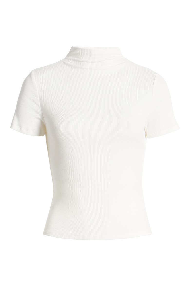 Blanche Mock Neck Rib Top, Alternate, color, IVORY