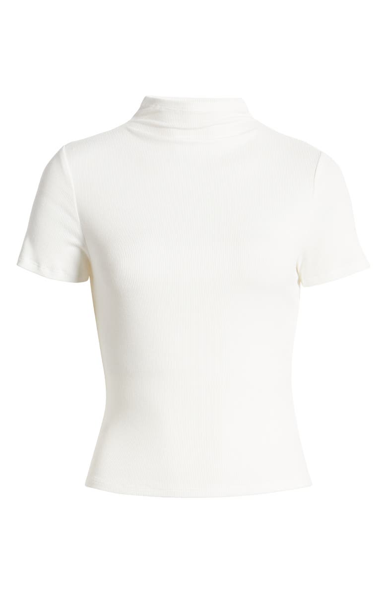 PAIGE Blanche Mock Neck Rib Top, Alternate, color, Ivory