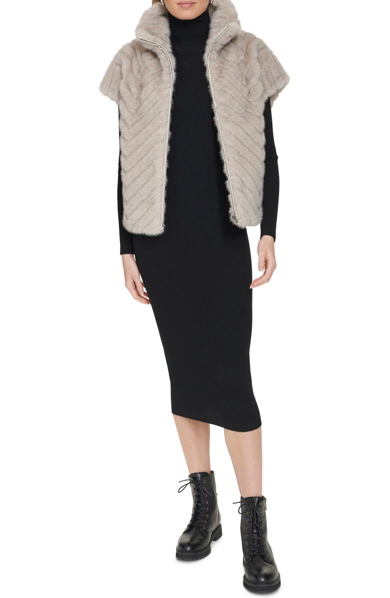 Cole Haan Chevron Faux Fur Vest, Alternate, color,